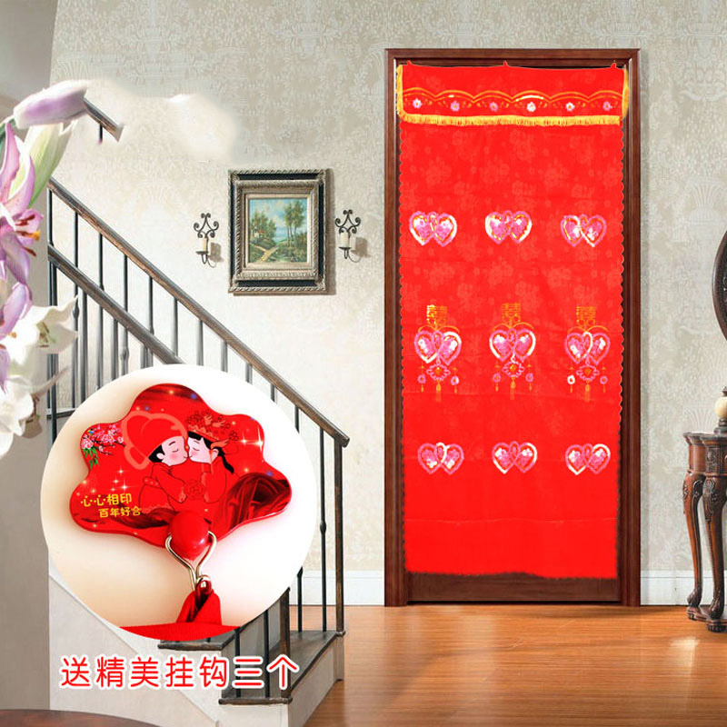 Wedding Supplies Thickened Embroidered Door Curtain Wedding House Arrangement Door Curtain Women Party Escort Accessories New House Decoration Lengthened Door Curtain