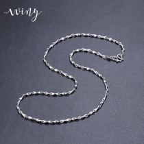 Winy sterling silver necklace men 999 foot silver without pendant collarbone neck chain simple joker send boyfriend gift