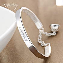 Winy999 sterling silver LOVE bracelet female fashion simple foot silver bracelet light luxury niche silver jewelry birthday gift