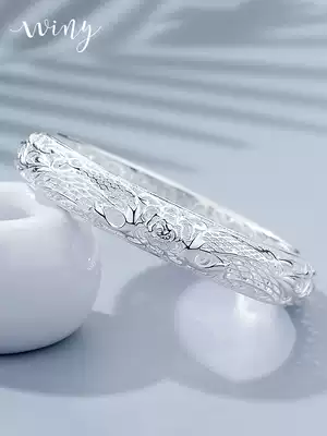 Winy silver bracelet female sterling silver 999 foot silver bracelet closed hollow peacock bracelet silver to send mother silver jewelry