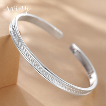 Winy999 sterling silver bracelet female opening simple fashion silver bracelet bracelet foot silver bracelet solid young silver jewelry