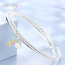 Winy999 sterling silver bracelet female rainbow bracelet ins niche design silver bracelet solid net Red young girl