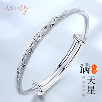 Winy9999 sterling silver star bracelet women solid push and pull foot silver bracelet simple to send girlfriend birthday gift