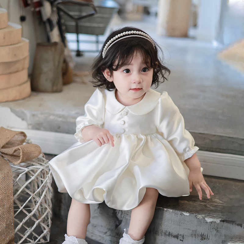 Baby Girl's One-Year-Old Princess Dress, Birthday Dress, Flower Girl Wedding Dress, Tutu Skirt, Autumn and Winter New High-End Dress