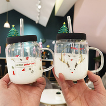 With handle Senkins Childrens straw cups less female students Home office Drink milk can be heated glass water glass
