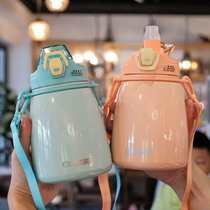 Hilledodge Chic Insulation Cup Childrens Water Cup Womens Big Belly Cup Large Capacity Straw Cup Students High Face Value Cups Portable