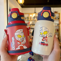 Ottman Childrens insulated cup 316 stainless steel elementary school childrens water glasses with straw nursery cute boy kettle