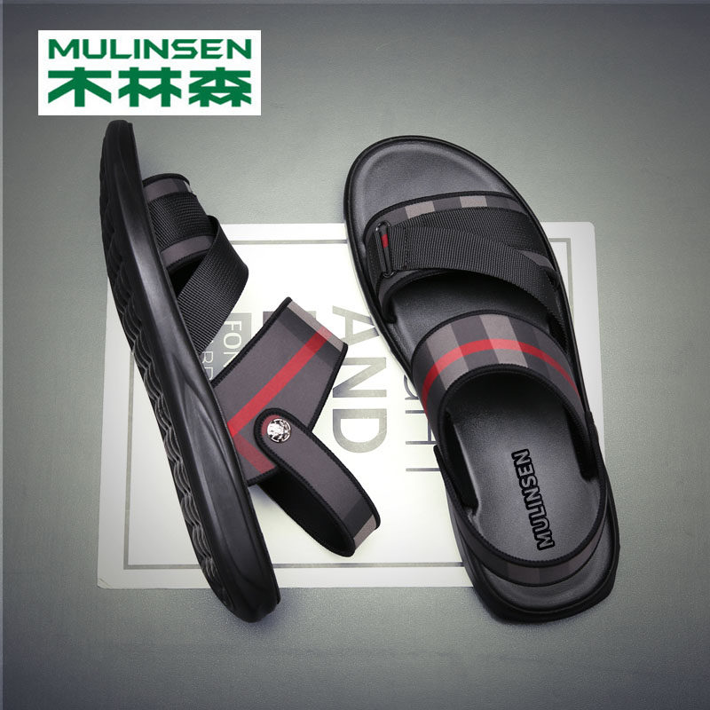 Mulinsen sandals men's summer outdoor soft-soled beach shoes youth trend Korean version of sandals and slippers men's dual-use slippers