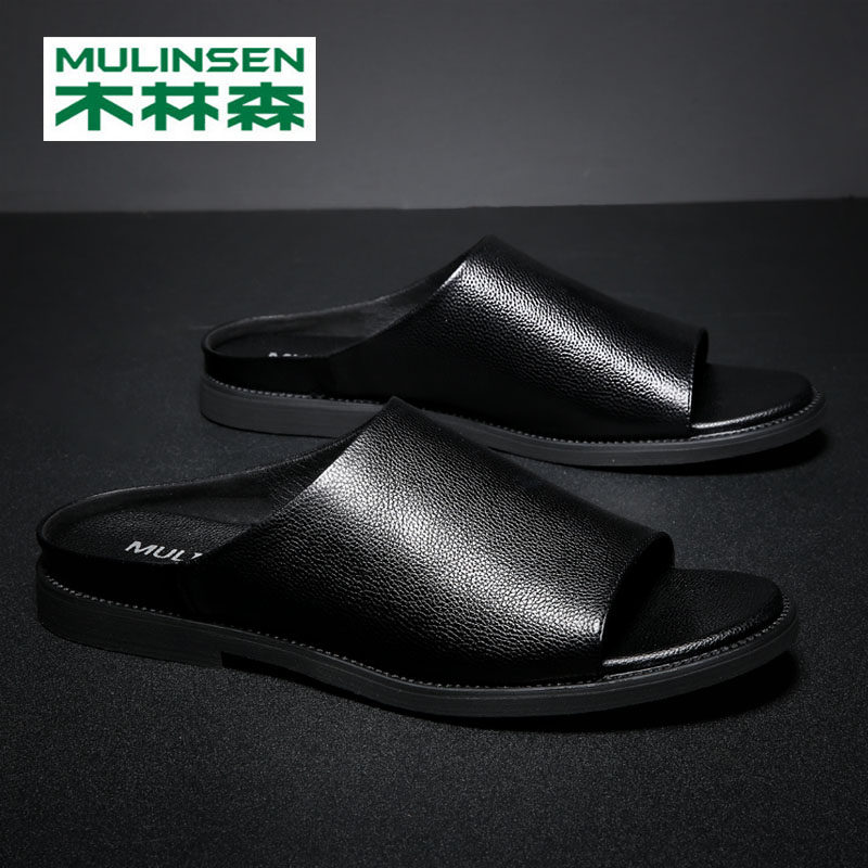 Wooden Linsen Sandals Man Summer Sense Sense Sense Sense Outside Wears Antiozone Head High-end Men Trap