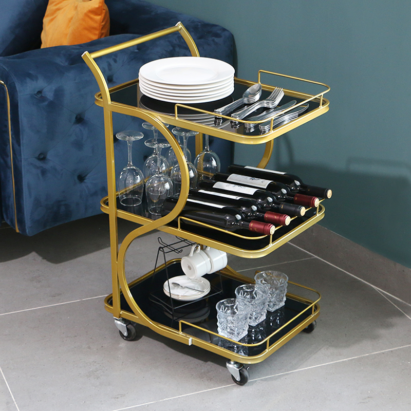 Nordic mobile wrought iron dining car tea cart cart family wine cart trolley dim sum cart delivery food truck cake