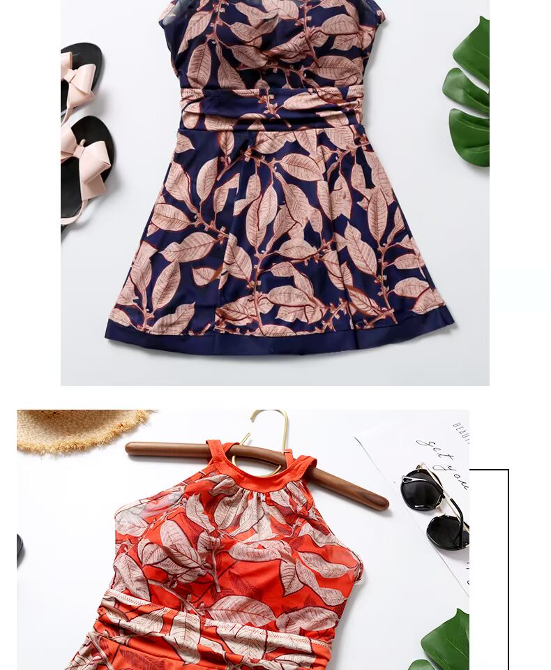 Cặp vợ chồng bảo thủ thời trang đồ bơi nam quần đi biển một mảnh kiểu váy phẳng thép tấm tụ tập để che bụng áo tắm mỏng nữ - Vài đồ bơi bộ đồ đôi đi biển đẹp