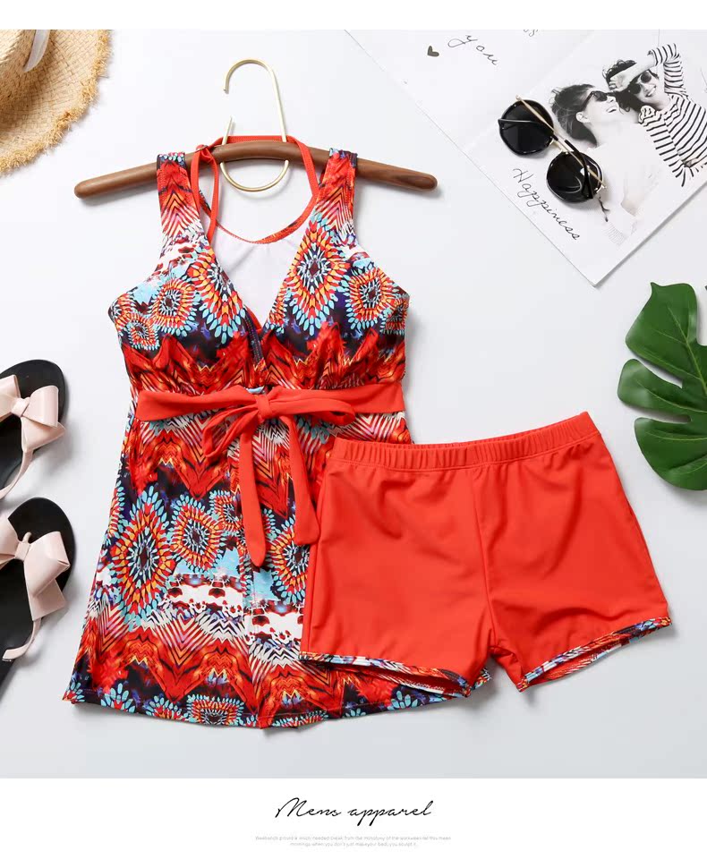 Thời trang mới mùa xuân cặp đôi đồ bơi che bụng thon gọn bảo thủ chia phẳng góc thép hỗ trợ ngực nhỏ thu thập đồ bơi nữ - Vài đồ bơi 	đồ đôi đi biển cặp	