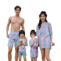 Family of four parent-child swimwear new Korean split boxer size bust push-up bikini couple swimsuit