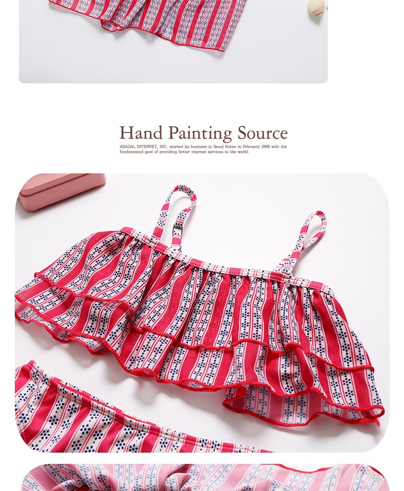 Bộ đồ bơi ba mảnh bikini mới cho bé gái dễ thương và thoải mái đi biển mùa xuân Hàn Quốc của bộ đồ bơi bé gái lớn đồ bơi con nít