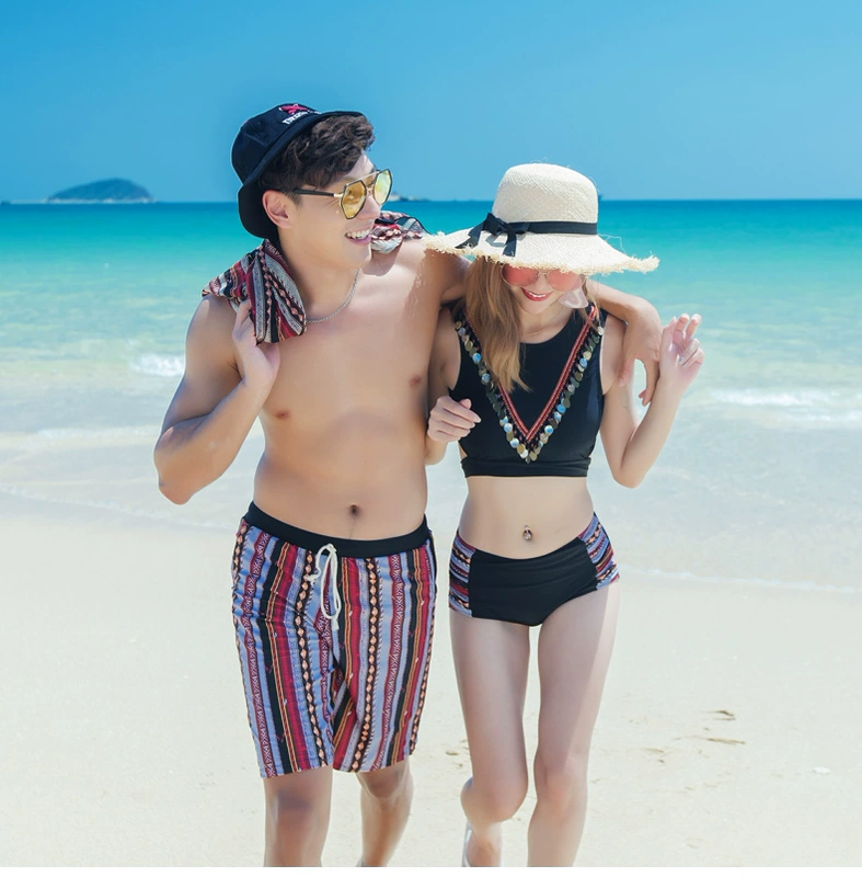 Bikini ba mảnh mùa xuân nóng bỏng ngực nhỏ Hàn Quốc tập hợp đồ bơi gợi cảm nữ mới cặp đôi đồ bơi nam quần đi biển - Vài đồ bơi 	đồ đôi tắm biển đẹp