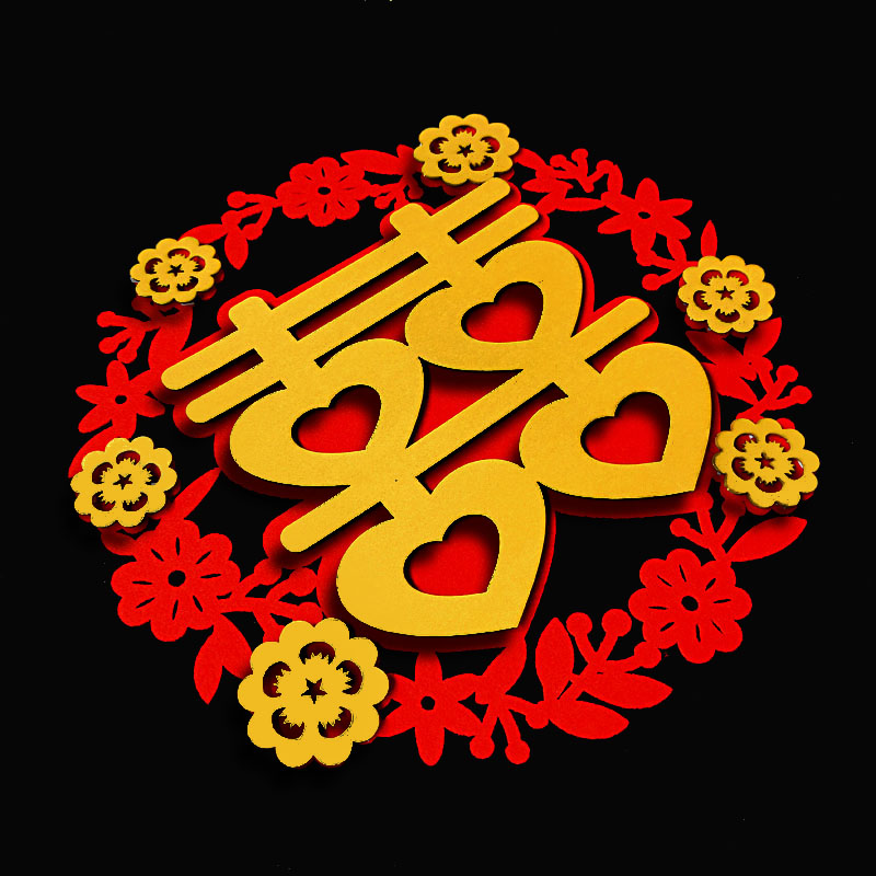 Wedding Supplies Unwoven Fabrics Stereoheinebridal Wedding rooms Decorative Festive doors Double-Heinewed Window Flower Calligraphy Wedding Arrangement