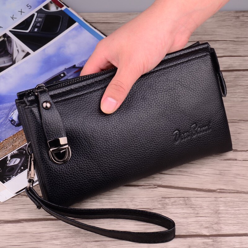 Men's Genuine Leather Bag, Large Capacity Clutch Bag, Korean Style Versatile Wallet, Envelope Bag, Retro Clutch Bag, Casual Bag, Trendy