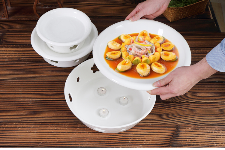 Nồi khô nến giữ lò sưởi đĩa món ăn đĩa cá bát nồi khách sạn bộ đồ ăn hàng ngày gốm mận lò đĩa dùng 1 lần