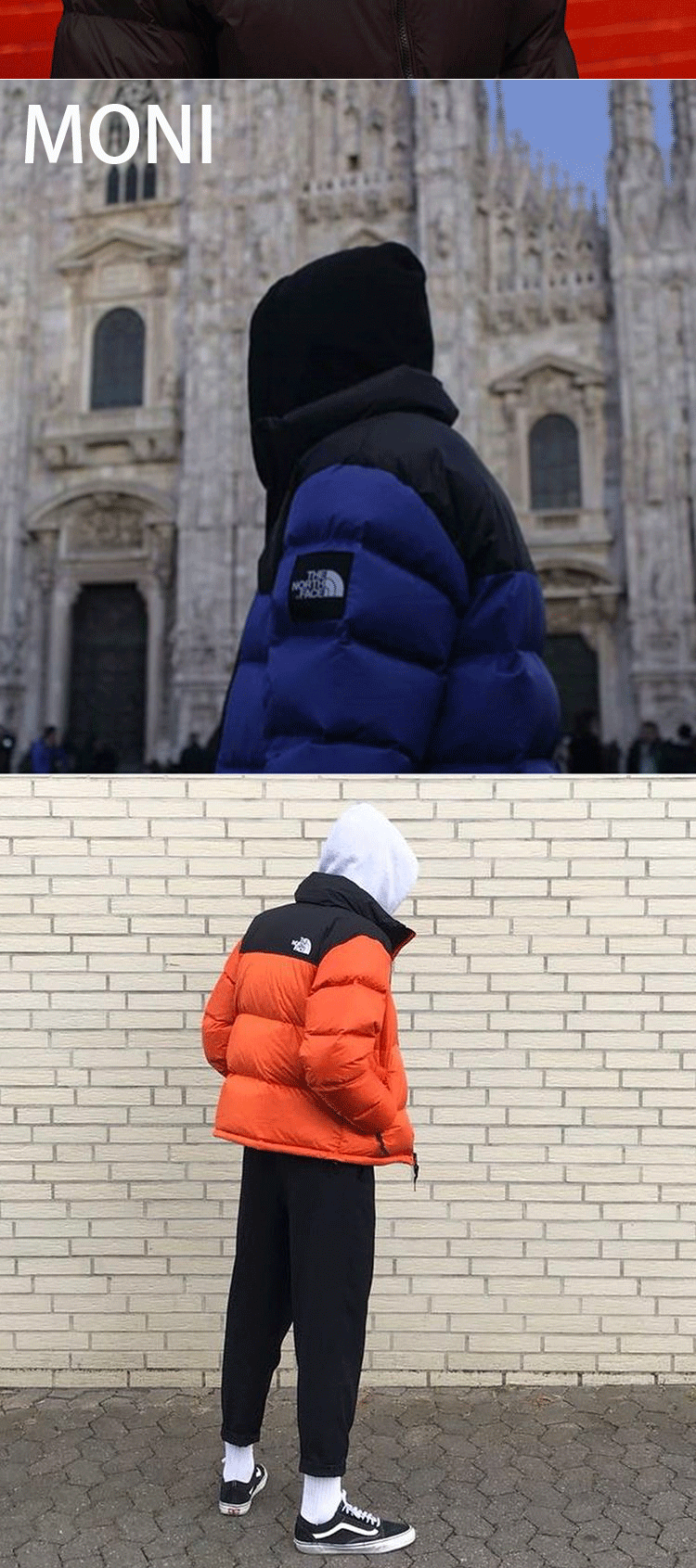 TheNorthFace1996NUPTSE Áo khoác ngoài màu xanh da trời màu xanh xám TNF - Thể thao xuống áo khoác áo phao trắng