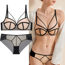 French wine red large breasted bra with small breasted underwear thin anti drooping sexy collection of sexy bra suit