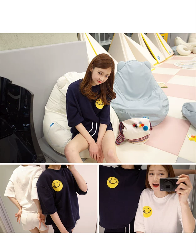 2018 đồ ngủ mùa hè của phụ nữ cotton ngắn tay quần short Hàn Quốc phiên bản có thể được đeo bên ngoài mùa hè junior học sinh trung học nữ nhà dịch vụ phù hợp với