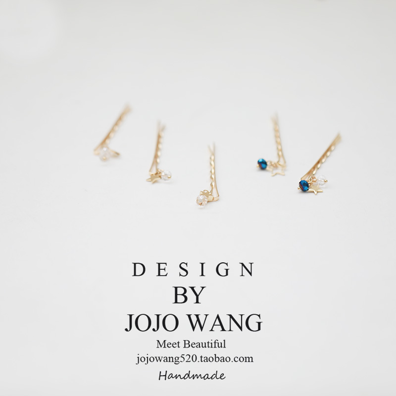 Star series clip clip clip bên clip bangs clip phụ kiện tóc vàng mũ Hàn Quốc ánh sáng vàng pha lê đơn giản - Phụ kiện tóc cài tóc cô dâu