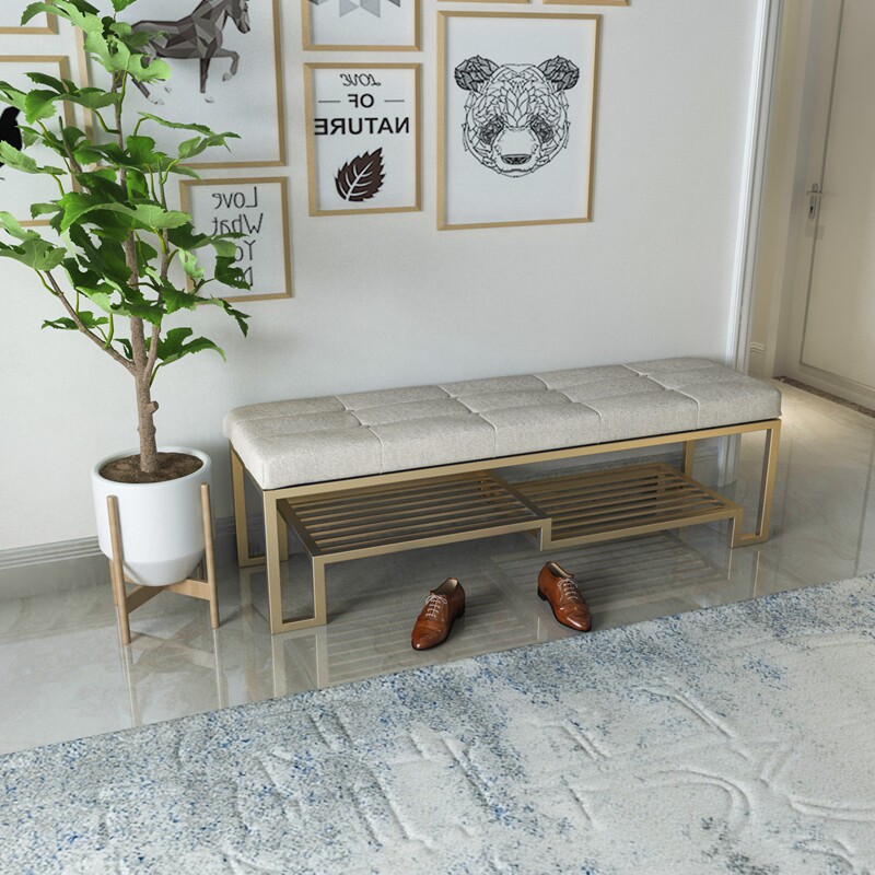 Light luxury changing shoe stool home door entrance door wearing shoe stool Nordic entry home can sit soft bag cushion shoe cabinet bench