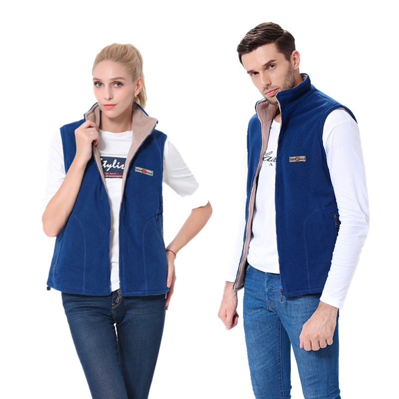 New autumn and winter men and women couples sports vest fleece jacket double-sided polar fleece jacket can be customized logo