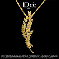 French IDee wheat ear sparkling diamond necklace women's summer niche fashion personalized pendant jewelry 18K gold light luxury trendy brand