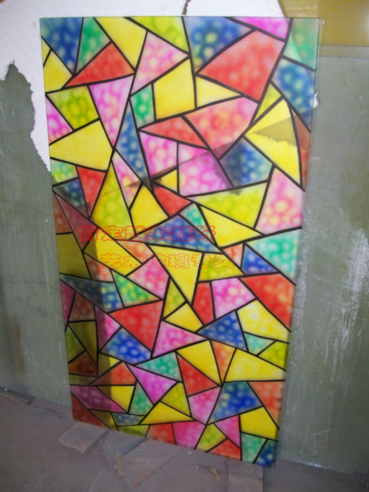 Custom-made special craft glass ceiling ceiling lamp cover colorful color block colorful pleasant feeling light-transmissive light