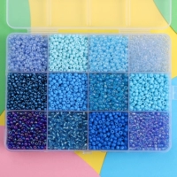 20#12 сетка | Рисовые бусины синего стекла диаметром 3 мм, 15 г в сетке, около 6000 шт./кор.