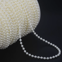 1# раунд | Цепочка из АБС-жемчуга бежевого цвета диаметром 4 мм, около 5 м/упак.