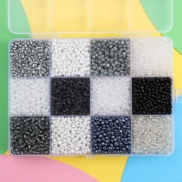22#12 сетка | черно-белые стеклянные рисовые бусины диаметром 3 мм, 15 г в сетке, около 6000 шт./кор.