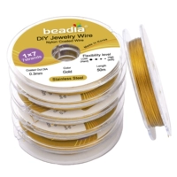 1#золото | Корейская 7-жильная мягкая проволока из нержавеющей стали 304, сохраняющая цвет, золотая мягкая проволока, толщина 0,3 мм, около 50 метров в рулоне.