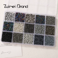 Бокс-сет с сеткой 14#15 | Рисовые бусины и трубчатые бусины серии Gun black, 10 грамм в сетке, около 150 грамм.