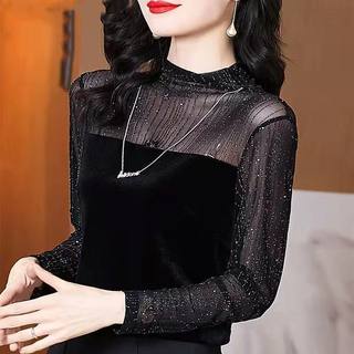 Women's spring and autumn new large size long-sleeved inner tops half turtleneck bottoming shirt