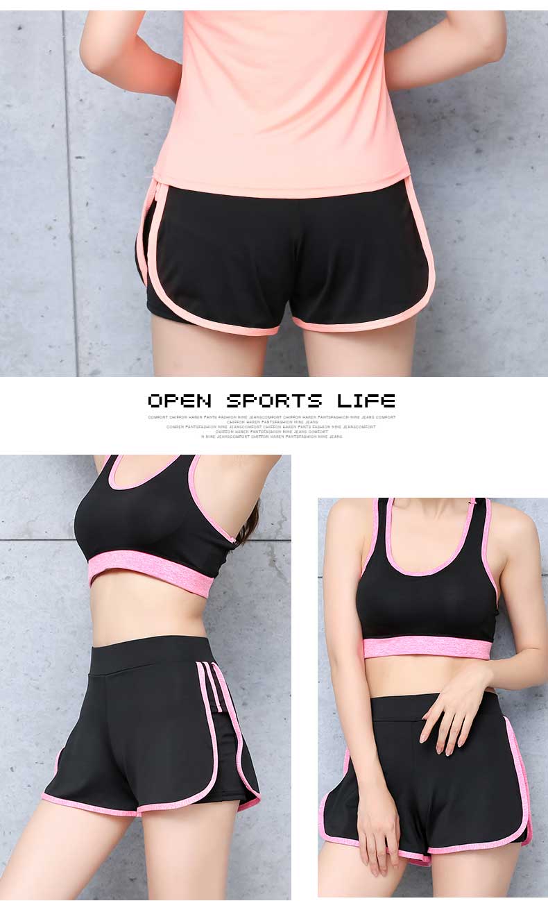 Mùa hè chống ánh sáng giả hai quần yoga thể dục rộng kích thước lớn chạy nhanh khô quần short thể thao cao eo phụ nữ quần sooc nhung