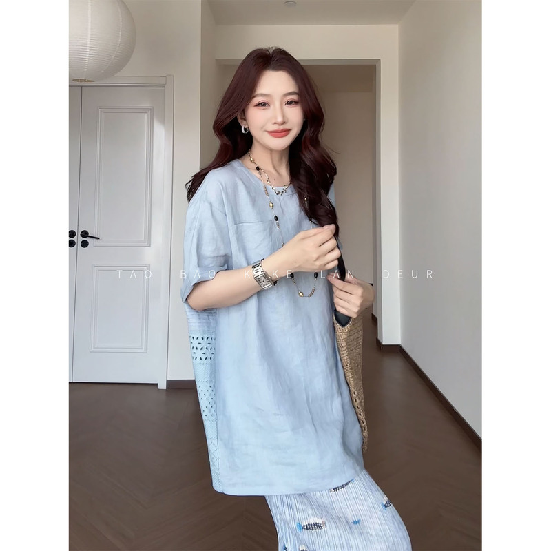 Jiujiu【When the Fog Clears】Fashionable Loose Casual Top for Women with a Stylish Design That Makes You Look Slimmer