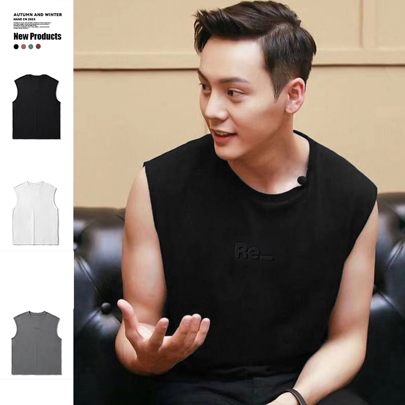 2026 New Summer Pure Cotton Vest Black Sleeveless Tank Top for Men, Suitable for Outdoor Wear, Sporty and Cool T-Shirt, Short-Sleeved American Style 2026 New Summer Pure Cotton Vest Black Sleeveless Tank Top for Men, Suitable for Outdoor Wear, Sporty and Cool T-Shirt, Short-Sleeved American Style