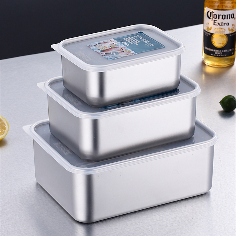 Japanese-style 304 stainless steel food-grade fresh-keeping box rectangular lunch box bento box refrigerator sealed storage freezer box