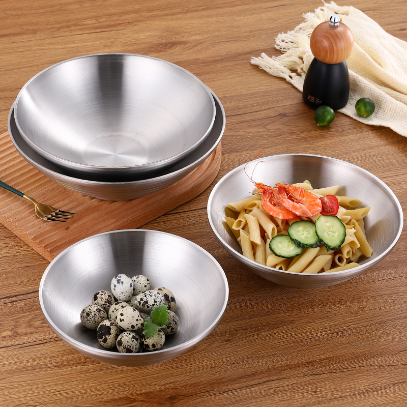 Large bowl of noodles home Japanese-style 304 stainless steel ramen bowl large soup noodle bowl hat bowl eating noodle bowl horn bowl