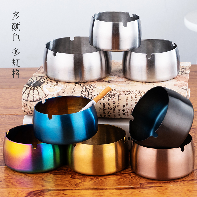 Internet cafe LOGO creative personality stainless steel ashtray trend large living room home restaurant anti-fall anti-fly ash