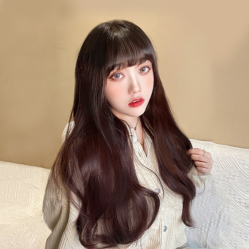 Ai Fei wig Female long curly hair Big wave U-shaped half headgear Long hair One piece wig piece natural realistic fashion