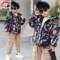 Snoopy childrens clothing childrens down jacket 2022 new childrens short print white duck down jacket for boys and girls