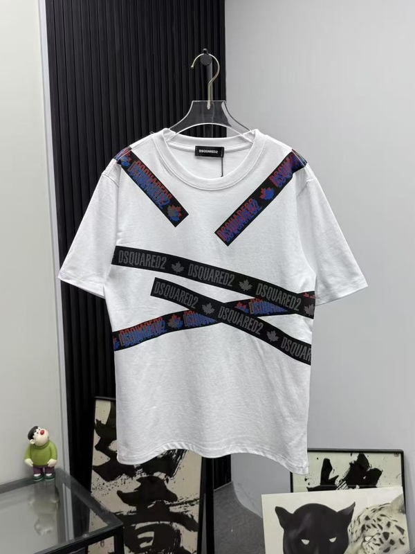 High-End Trendy Brand D2 Bullet Screen Print Luxury Short-Sleeve Unisex Summer Round-Neck Pure Cotton T-Shirt Couple Loose Half-Sleeve High-End Trendy Brand D2 Bullet Screen Print Luxury Short-Sleeve Unisex Summer Round-Neck Pure Cotton T-Shirt Couple Loose Half-Sleeve