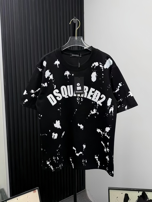 Popular High-End Version D2 Splash-Ink Graffiti Print Short-Sleeve Unisex Summer Loose Cotton T-Shirt Trendy Luxury Brand Half-Sleeve