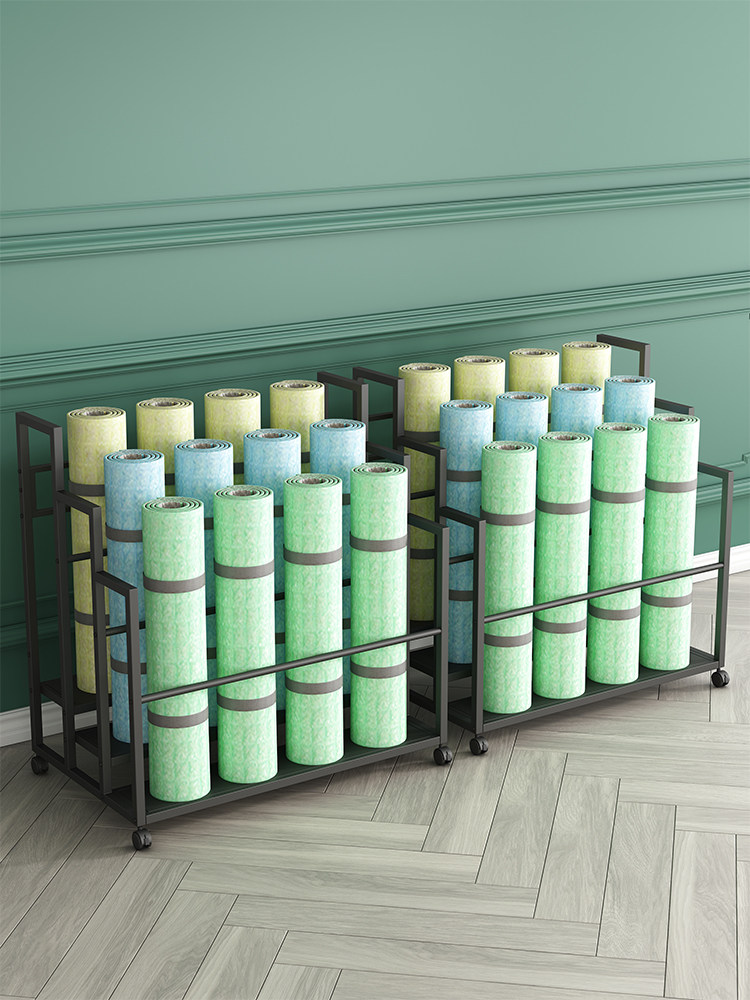 Yoga mat containing basket with wheel theorizer finishing frame multilayer fitness equipment room foam roller placement rack-Taobao