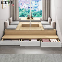 Lit tatami sur mesure avec table de levage Lit de rangement multifonctionnel Petite famille Type moderne minimaliste pédalant sur le lit de riz