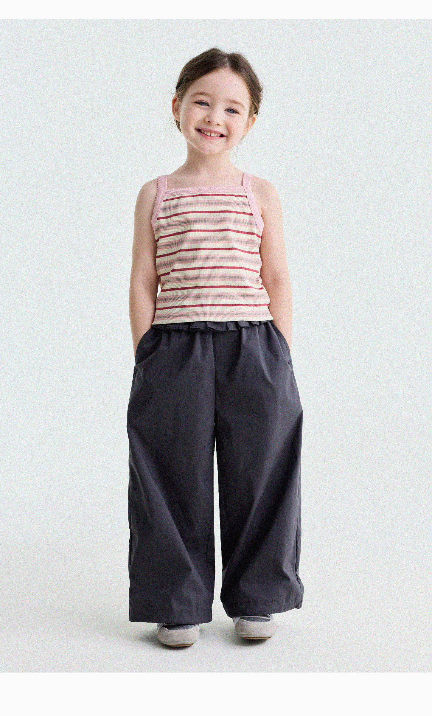 Yunerma Girls' Summer New Style 3D Ruffle Straight-Leg Pants Children's Thin Anti-Mosquito Pants Baby Casual Pants Trendy — 44