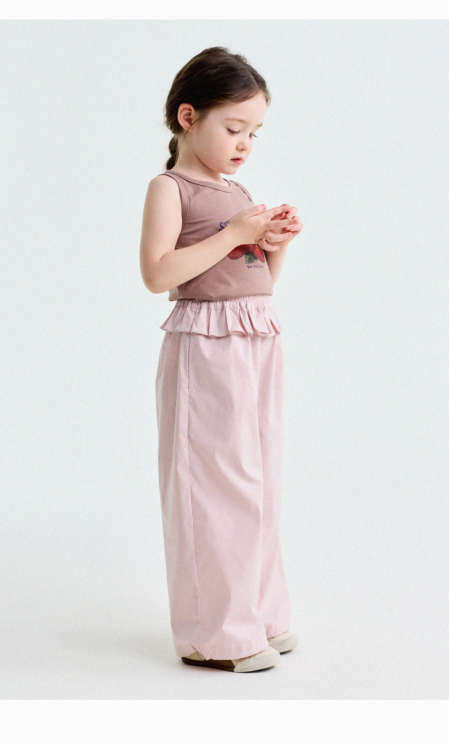 Yunerma Girls' Summer New Style 3D Ruffle Straight-Leg Pants Children's Thin Anti-Mosquito Pants Baby Casual Pants Trendy — 32